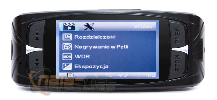 menu w języku polskim kamery samochodowej G1WH